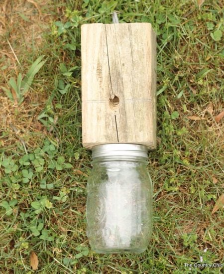 Make your own carpenter bee trap from a scrap 4x4 and a mason jar!