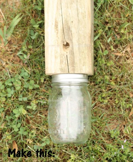 Make your own carpenter bee trap from a scrap 4x4 and a mason jar!