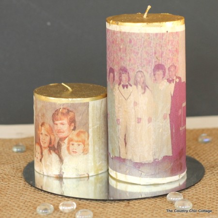 You can make these photo transfer candles in just minutes. Perfect for parties, anniversaries, weddings, and more!
