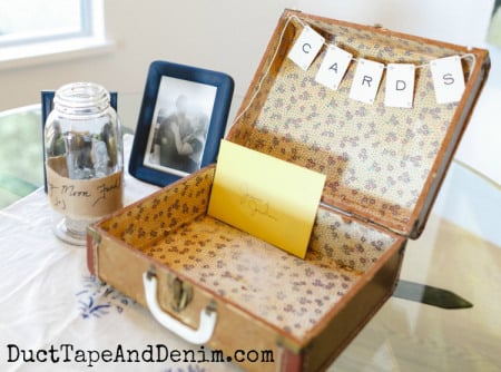 vintage suitcase for holding wedding cards