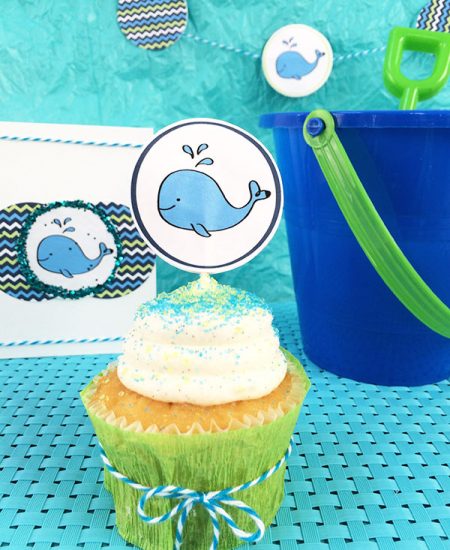 DIY Baby Whale Party Decor and free printable designed by Jen Goode