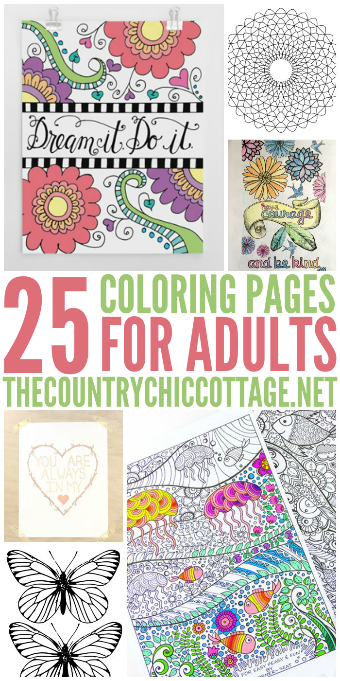 Get 25 FREE coloring pages for adults that you can print from home!