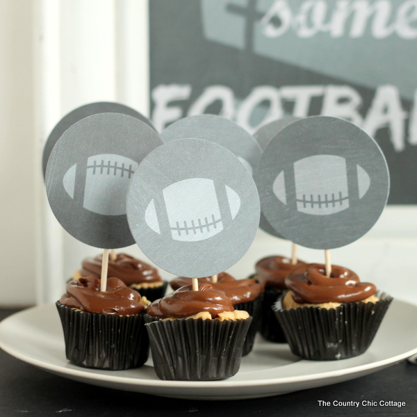 Football cupcake toppers