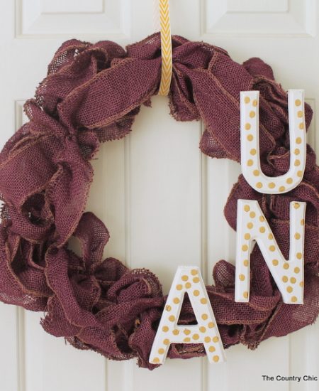 Dye burlap then create a gorgeous wreath to show off your school pride! Create one for your college or high school!
