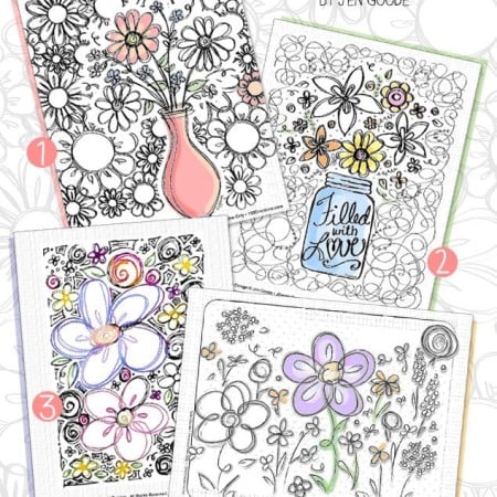floral doodles coloring page