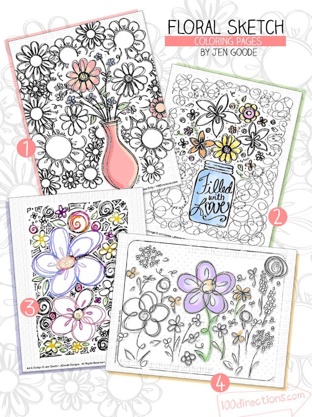 Easy Adult Coloring Pages - Country Chic Cottage