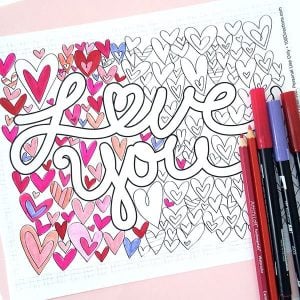 love you coloring page