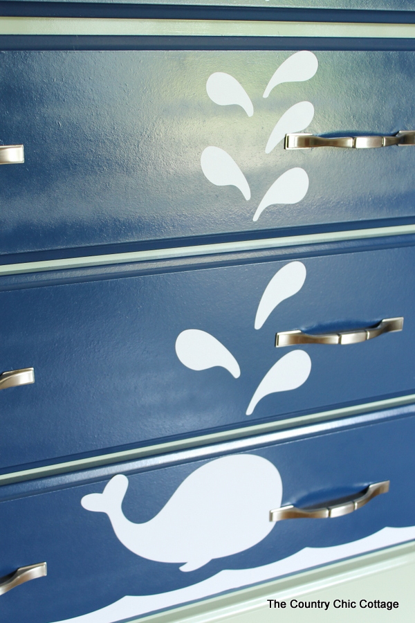 painted dresser drawers in blue