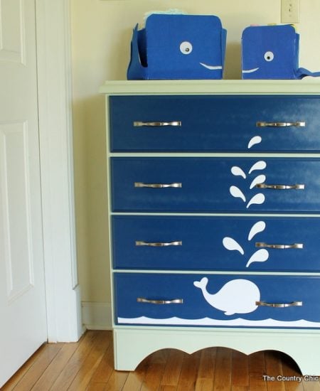 Use Krylon spray paint to create this fun whale painted dresser in just a few minutes. Click here to get the full tutorial!