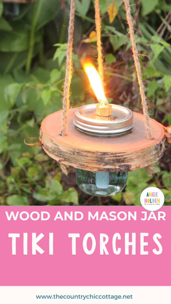 wood and mason jar tiki torches