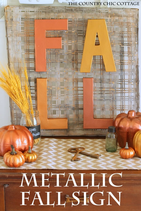 Make this metallic fall sign in just minutes! A fun craft project for your home!