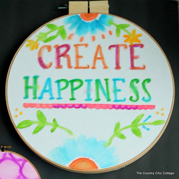 Use markers to create this unique watercolor hoop art in just minutes!  A fun craft project that anyone can make!