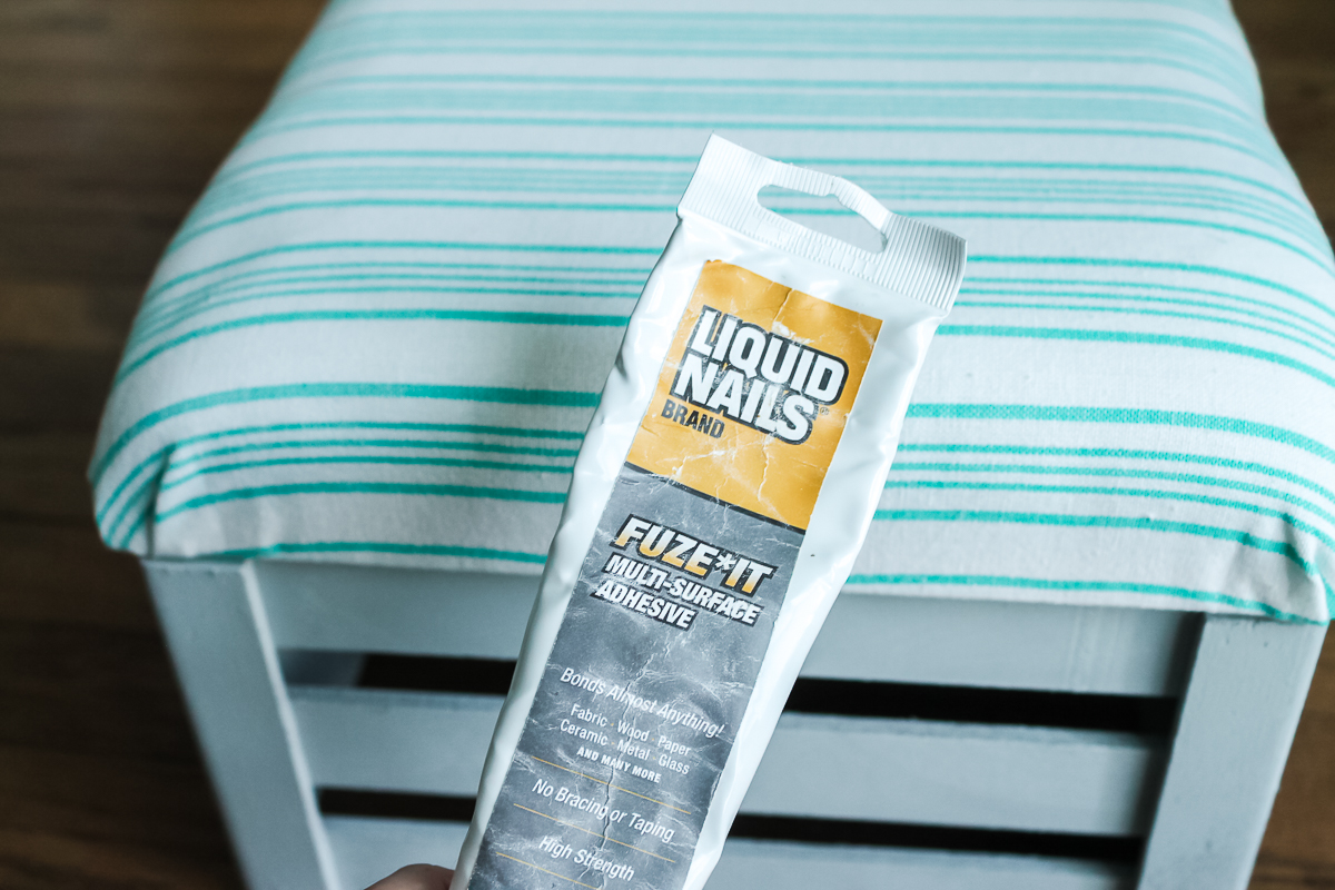 liquid nails adhesive used on a footstool