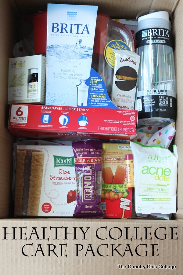 Healthy college care package pinterest image 