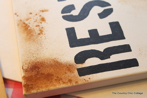 Make a rusty sign from items you have in your spice cabinet! See how with this craft tutorial!