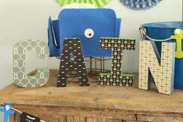 Baby's name spelled out with fun Nautical Themed letters