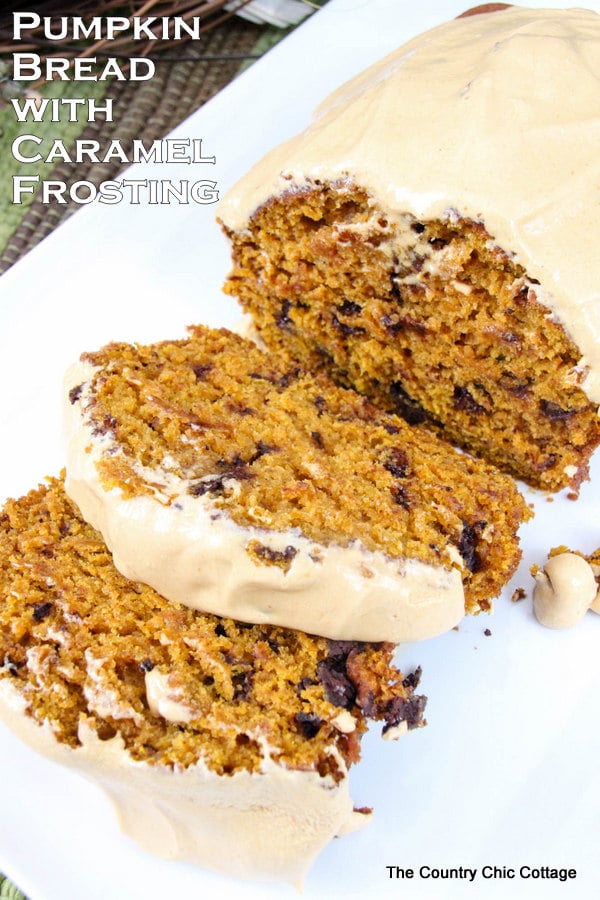 Pumpkin break with caramel frosting recipe -- a delectable fall treat! 