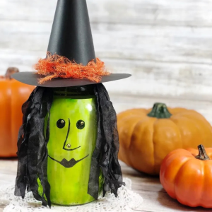 How to DIY Mason Jar Witch Halloween Lantern by Creatively Beth