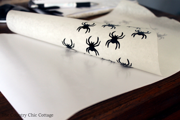 using transfer tape for spider decorations 