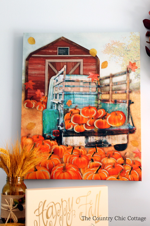 truck with pumpkins fall art