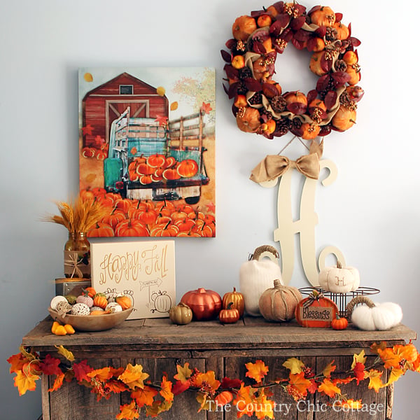 A gorgeous fall mantel with items from Kirklands!