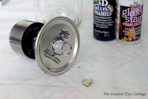 modify mason jar lid for solar light