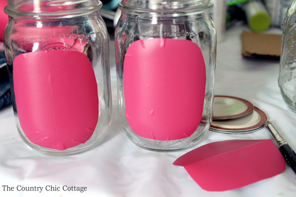 using adhesive vinyl as a mask on jars