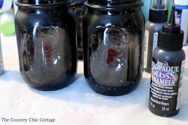 adding 3d paint to mason jars