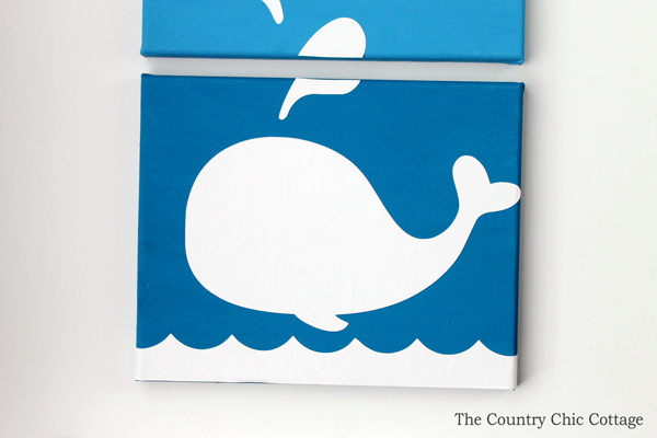 vinyl whale on painted canvas