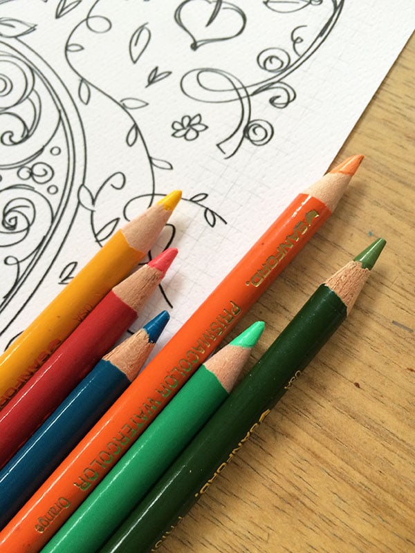 Colored pencils to color pumpkin coloring page