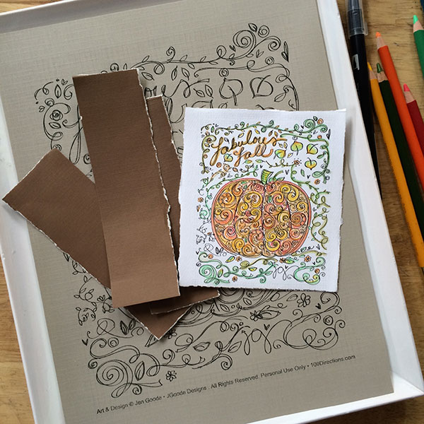 Supplies to make your own pumpkin coloring page art