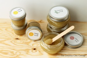 You can make this sugar scrub recipe with just three ingredients! This is perfect for holiday gift giving! Comes with the free printable to use for the jar lids as well!