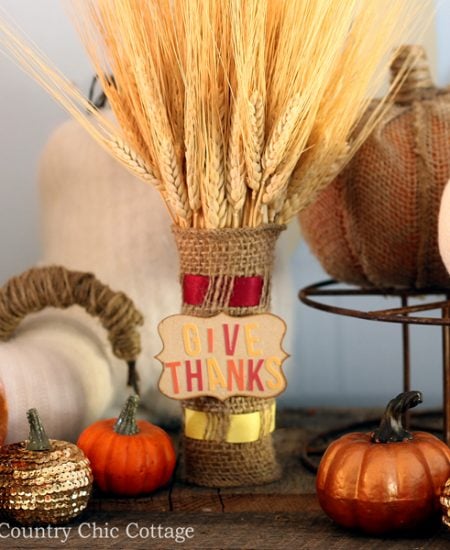 Burlap wrapped wheat for your fall home decor. Learn how to weave burlap with ribbon for a fun craft technique that you will use over and over!