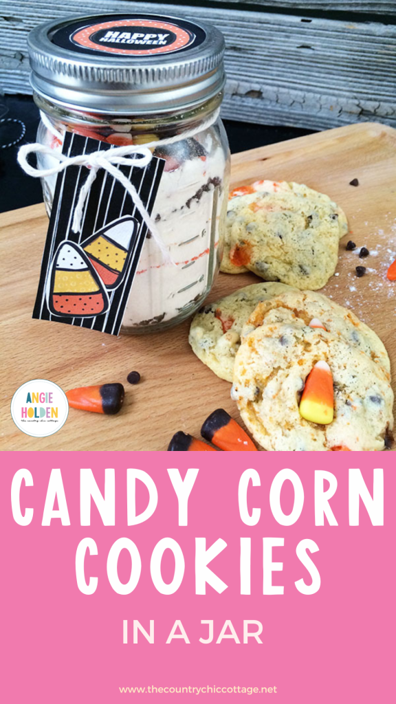 candy corn cookies in a jar
