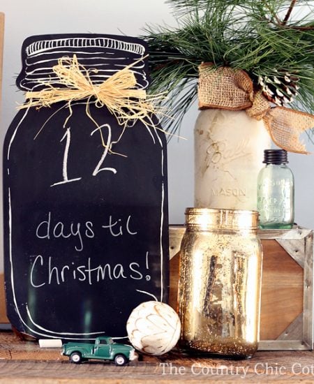 All you need for a Christmas countdown calendar is a chalkboard! See more here! Of course if it is shaped like a mason jar it makes your advent calendar even better!