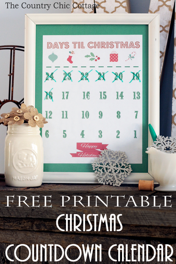 Countdown to Christmas Calendar Free Printable! Angie Holden The
