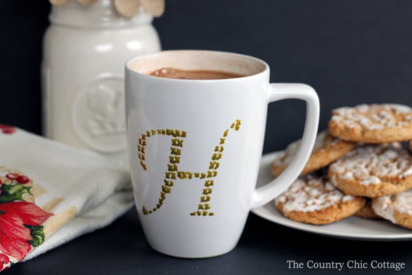 Make this cross stitch monogram mug in just minutes! Makes a great handmade gift!