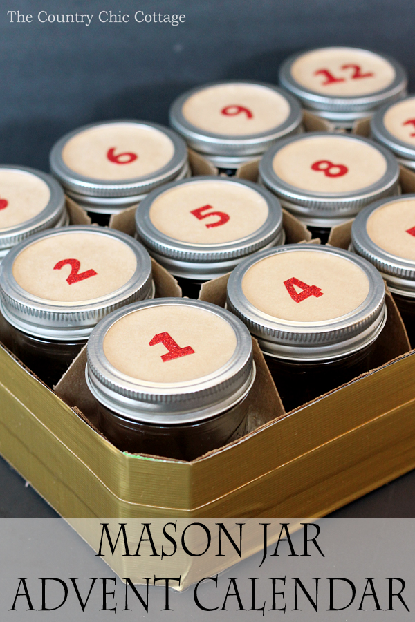 Turn a case of mason jars into an advent calendar for Christmas with this simple idea!