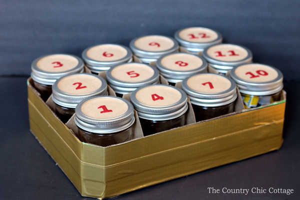 case of mason jars labeled 1-12