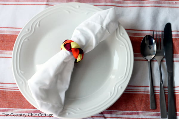 braided ribbon fall napkin ring