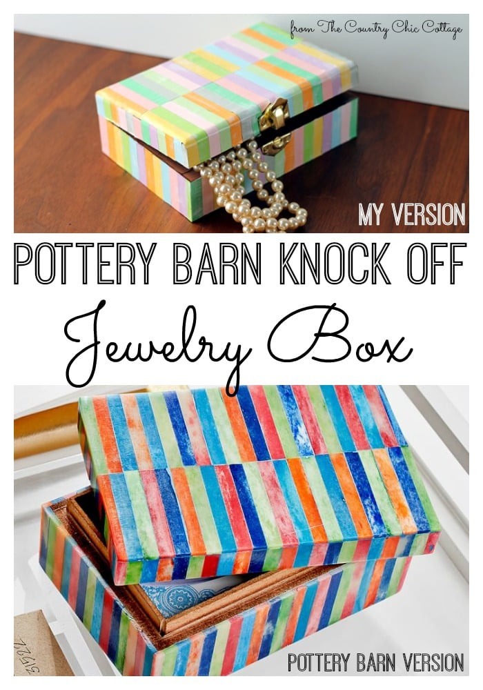 Make this great holiday gift idea! Pre-cut strips of paper are the secret to making this Pottery Barn knock off jewelry box easily!