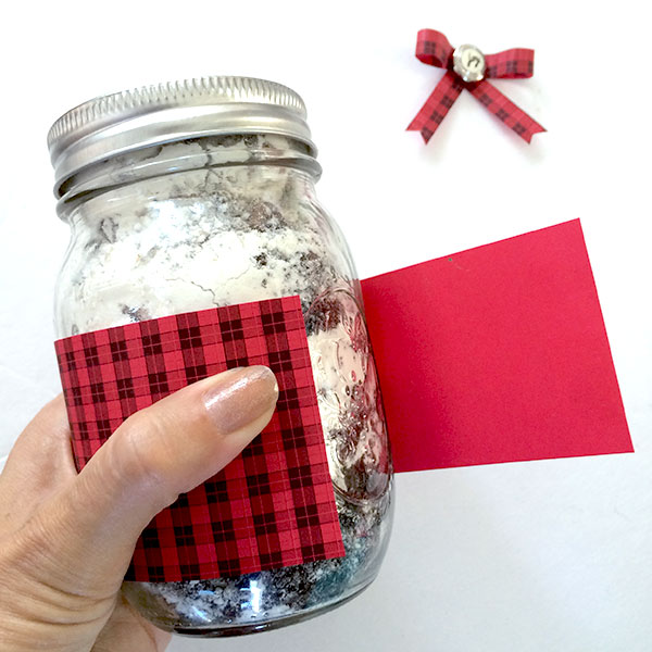 Use plaid paper to wrap your mason jar gift