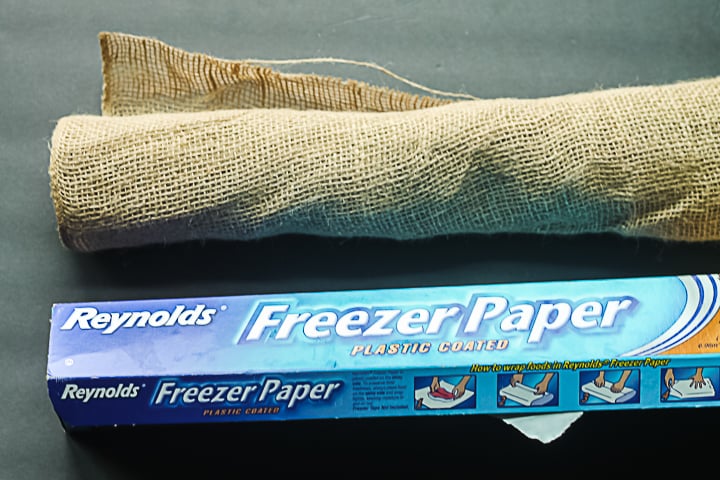 burlap and freezer paper