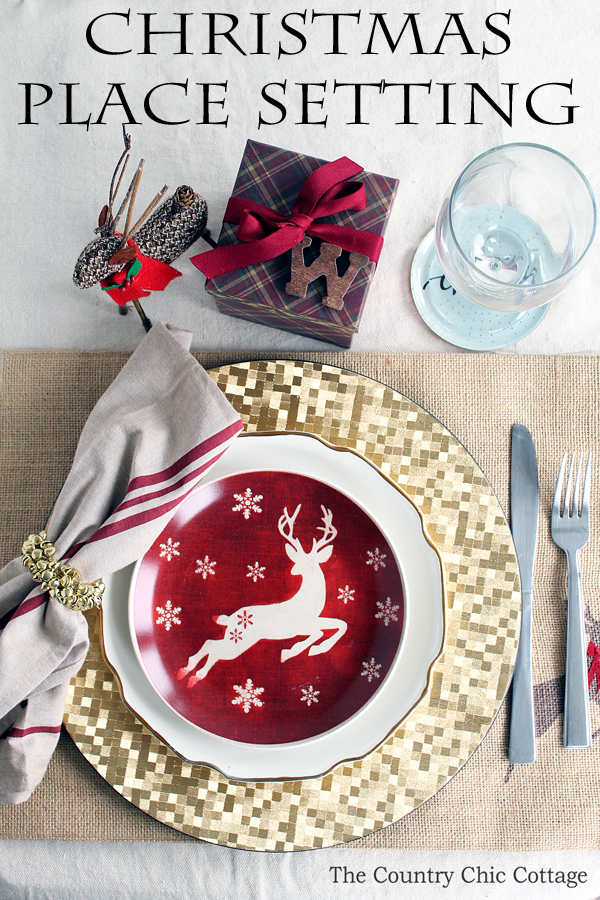 A gorgeous Christmas place setting for your holiday meal. Get everything you need with one stop at the store!