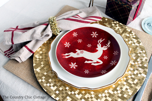 A gorgeous Christmas place setting for your holiday meal. Get everything you need with one stop at the store!