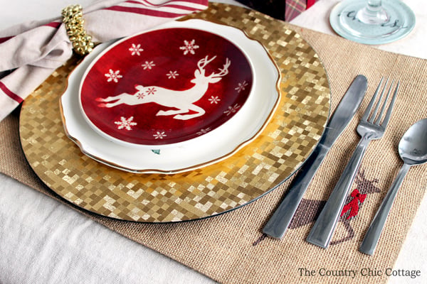 A gorgeous Christmas place setting for your holiday meal. Get everything you need with one stop at the store!