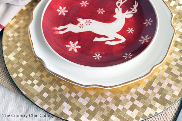 A gorgeous Christmas place setting for your holiday meal. Get everything you need with one stop at the store!