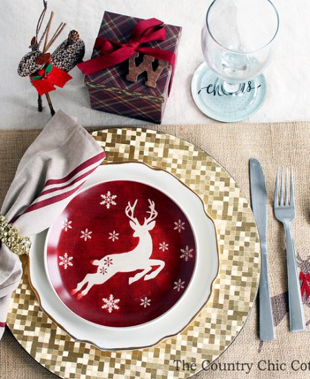 A gorgeous Christmas place setting for your holiday meal. Get everything you need with one stop at the store!