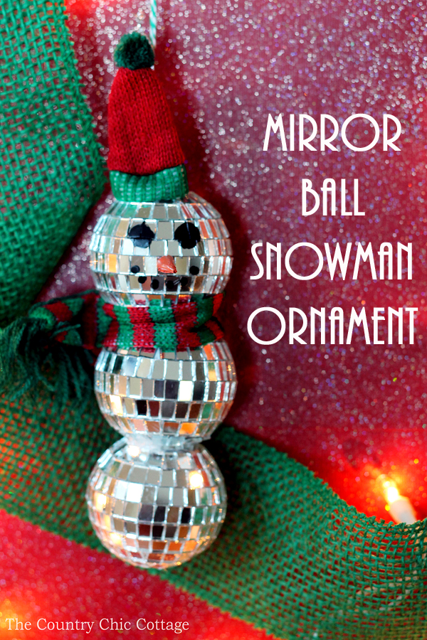 snowman disco ball ornament pin image