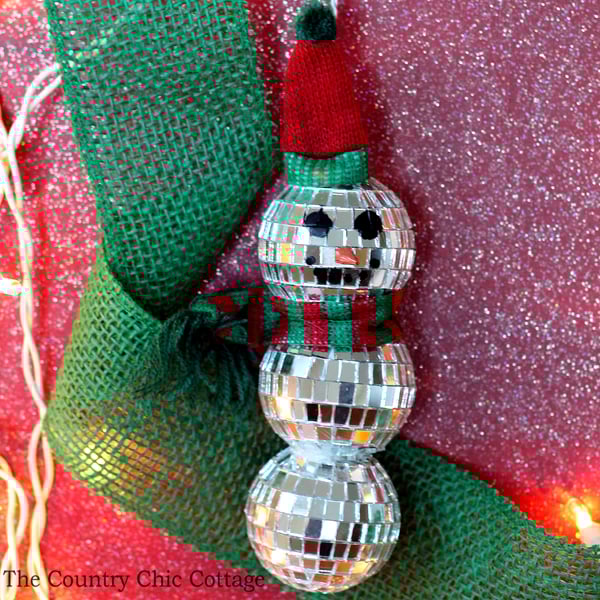 Disco Ball Snowman Ornament